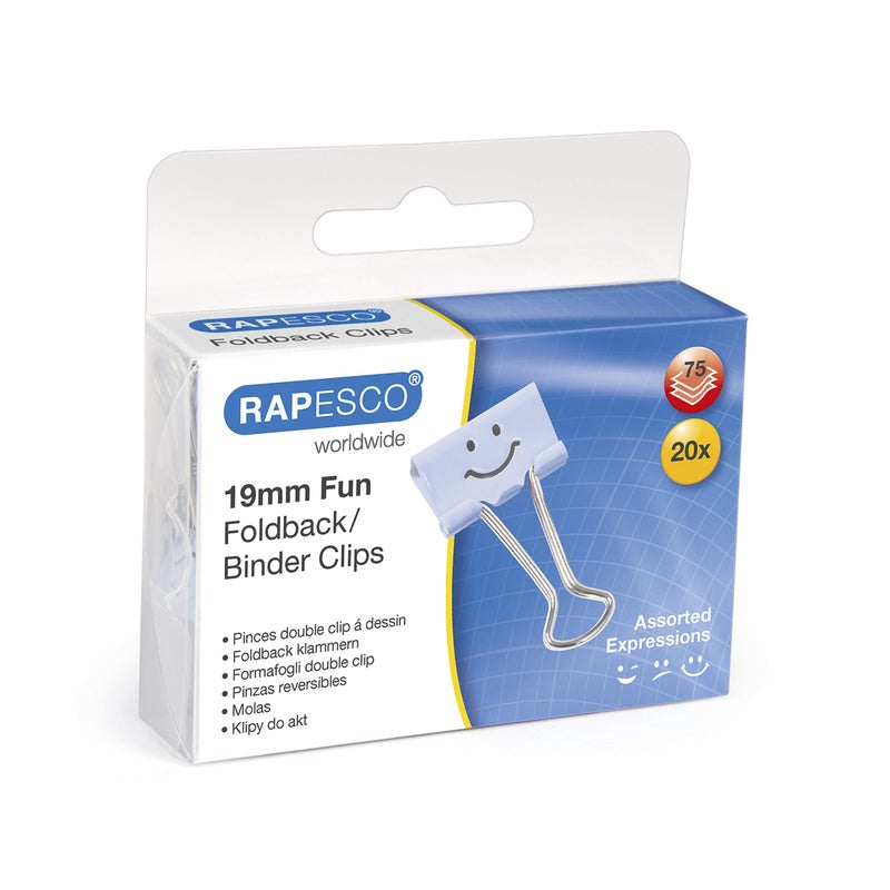 Rapesco Binder Clips, 3/4" Emoji Clips [Pack of 20] - Image 1